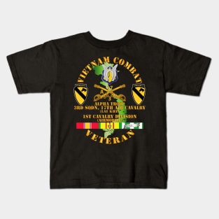 Vietnam Combat Cavalry Vet w Alpha Troop - 3rd Sqn 17th Air Cav Lai Khe - 1st Cav Div SSI Kids T-Shirt